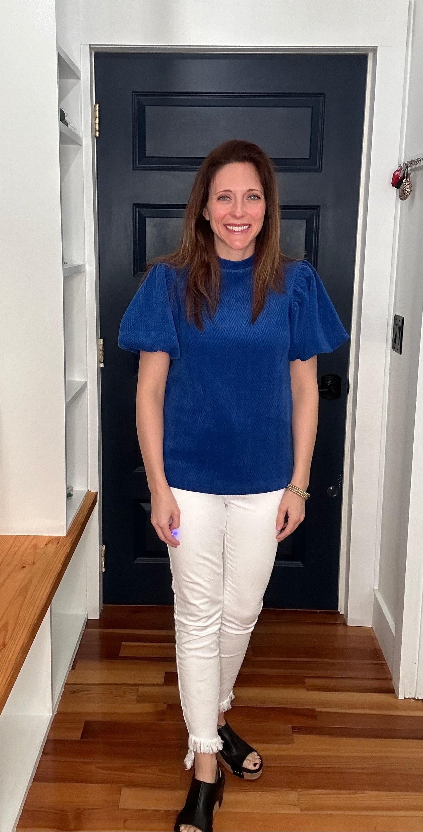 Royal Blue Puff Sleeve Top- SSA