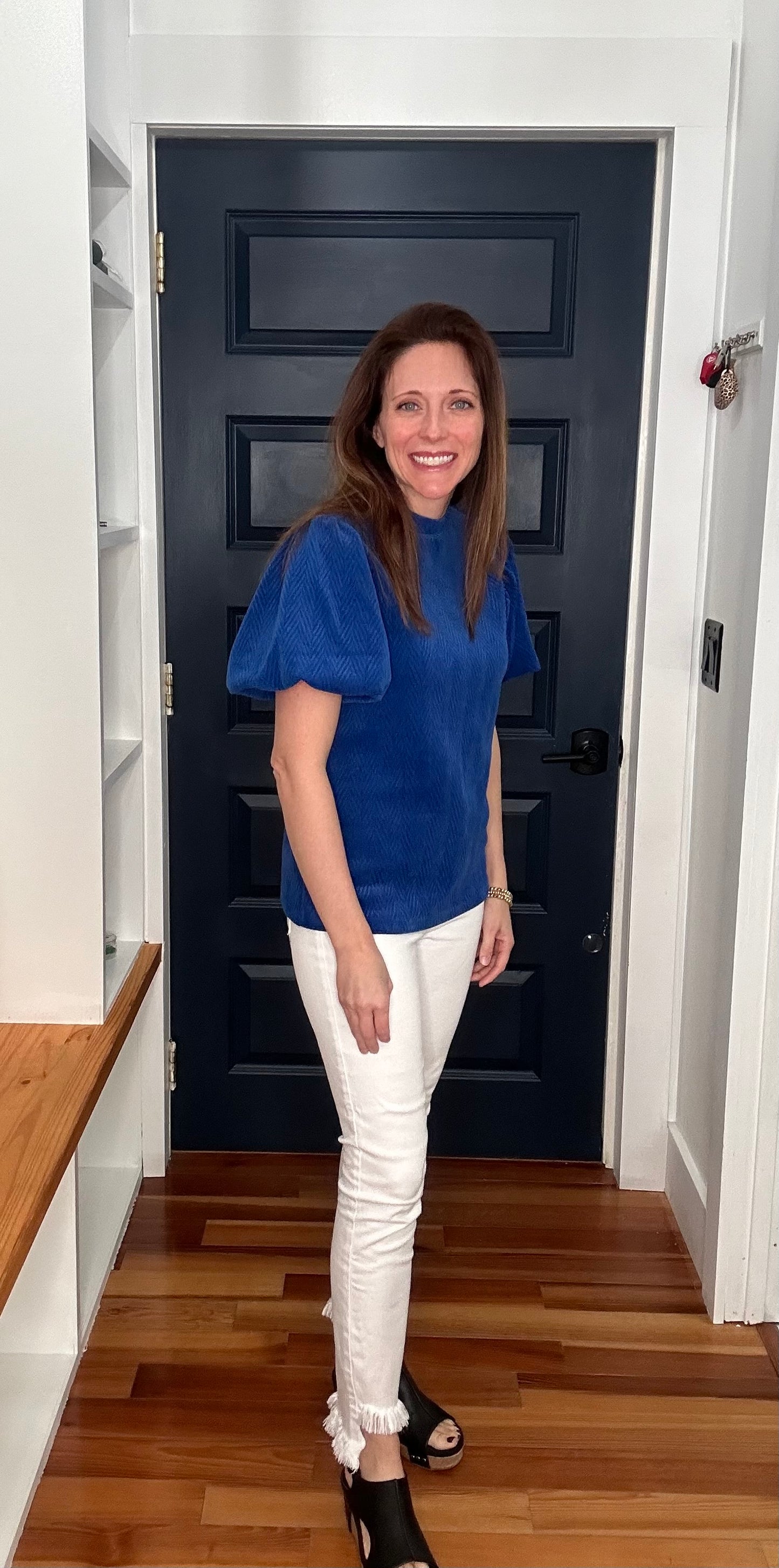 Royal Blue Puff Sleeve Top- SSA